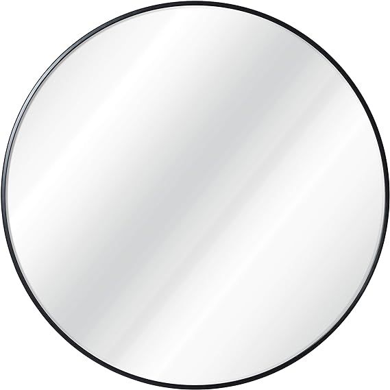 Black Circle Wall Mirror 30 Inch Black Round Wall Mirror for Entryways, Washrooms, Living Rooms -... | Amazon (US)