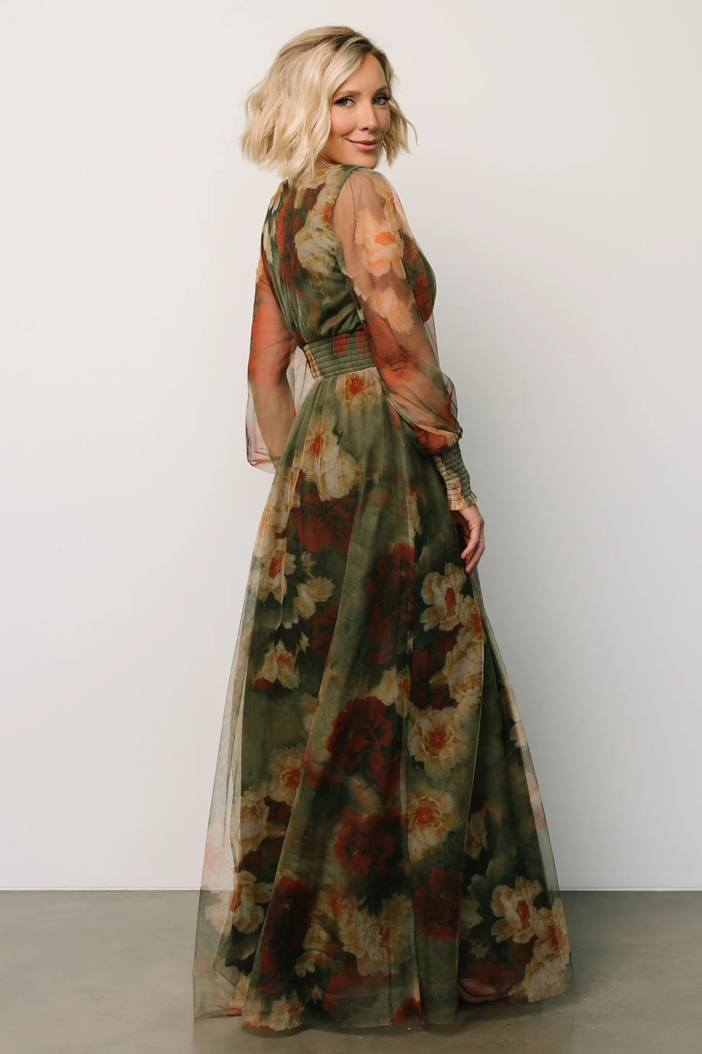 Layla Tulle Maxi Dress | Olive + Rust | Baltic Born