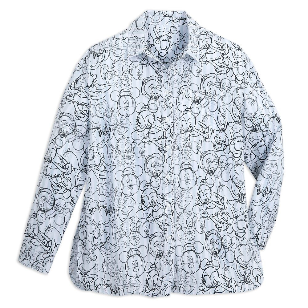 Mickey and Minnie Mouse Sketch Button Down Shirt for Women | Disney Store