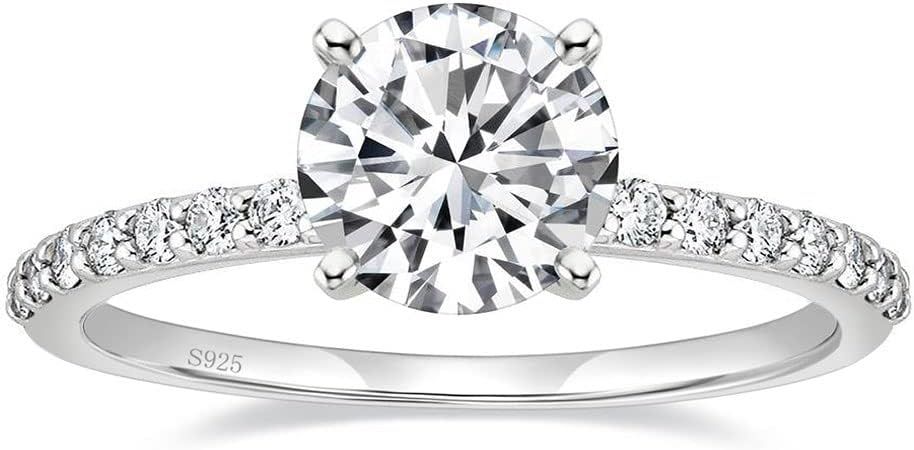 EAMTI 925 Sterling Silver 1.25 CT Round Solitaire Cubic Zirconia Engagement Ring Halo Promise Rin... | Amazon (US)
