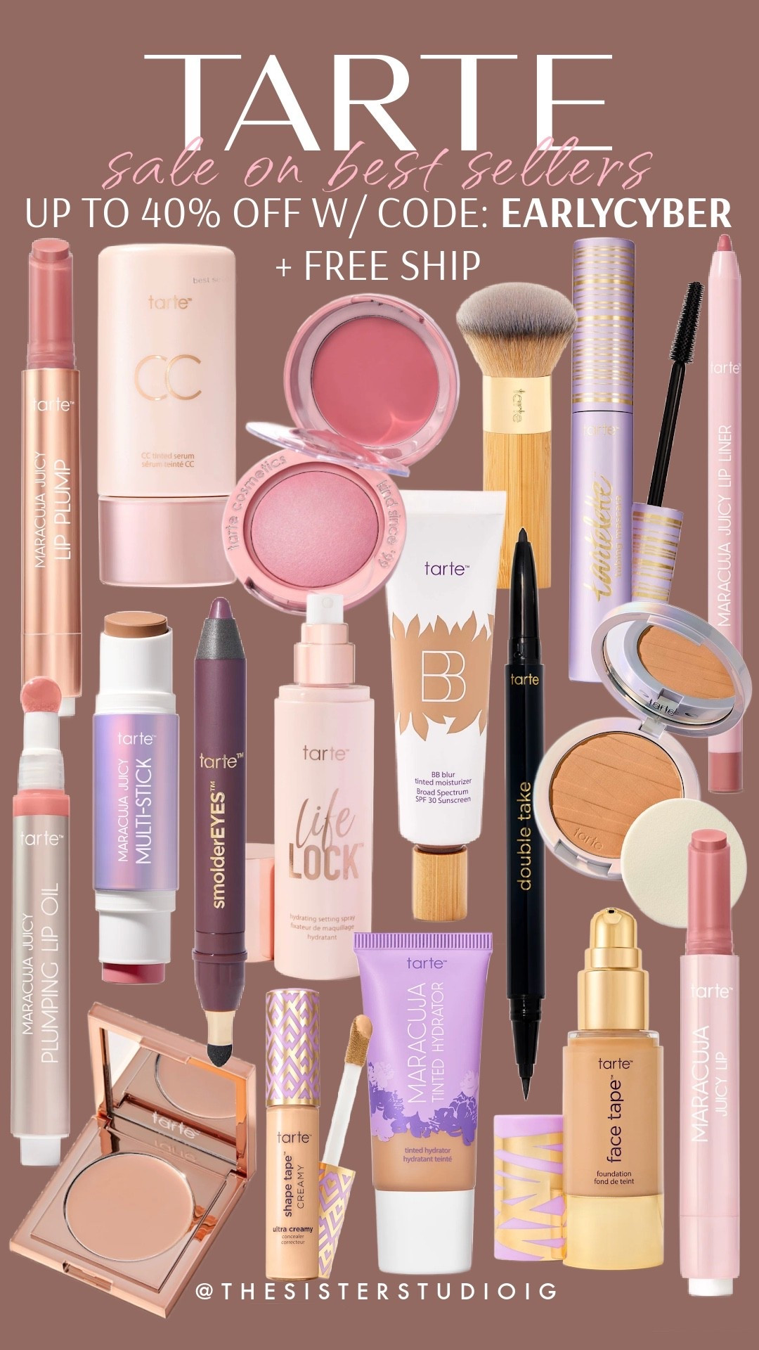 Tarte sale! Free shipping + up to 40% off with code: EARLYCYBER