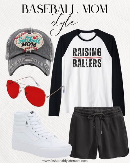 Softball game day ootd! 
Fashionablylatemom 
SunnyPro Aviator Sunglasses Colored Tinted Lens Glasses Metal UV400 Protection
Funky Junque Womens Baseball Cap Distressed Vintage Unconstructed Embroidered Patch Hat
Raising Ballers Raglan Baseball Tee
Vans Filmore High-Top Platform Sneaker - Women's
Aerie High Waisted REAL Short

#LTKstyletip #LTKSeasonal #LTKsalealert