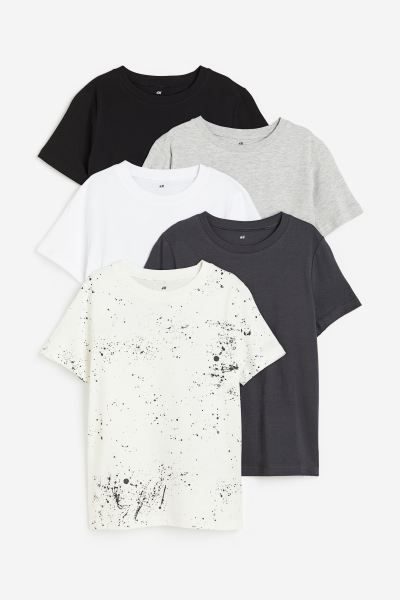5-pack T-shirts - Black/white/gray melange - Kids | H&M US | H&M (US + CA)
