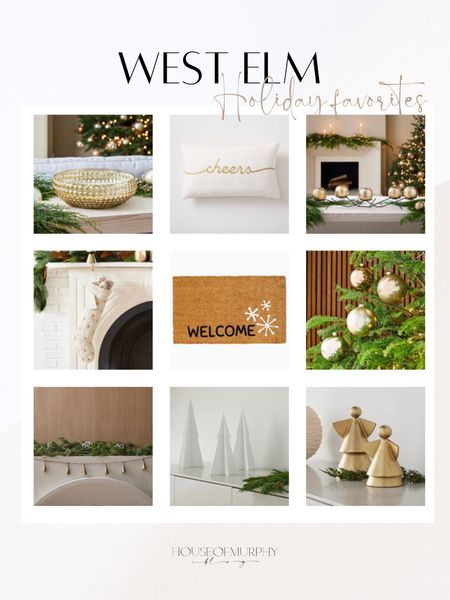 Holiday decor from West Elm!  These are the cutest little golden angels and white holiday trees!  Love the bell garland too!  I may just have to use that on my mantle this year!  

#LTKunder100 #LTKSeasonal #LTKhome