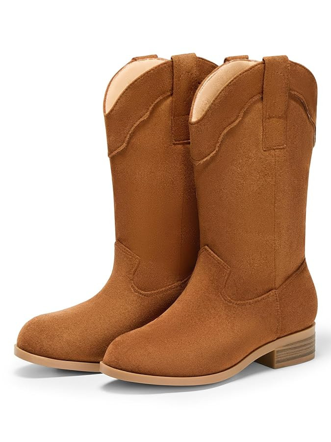 Coutgo Girls Cowboy Boots Unisex-Child Mid Calf Cowgirl Boots Western Riding Shoes | Amazon (US)