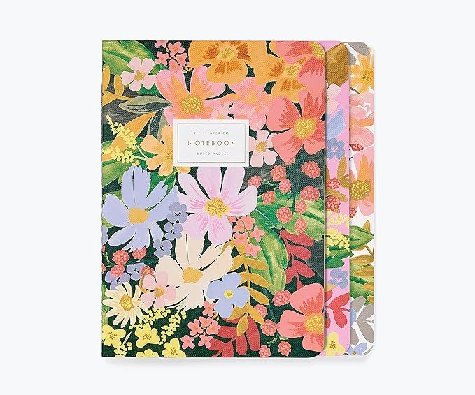 RIFLE PAPER CO. Marguerite Stitched Notebook Set, 8.5" L x 6" W, Set Of 3 Notebooks, 64 Ruled Pag... | Amazon (US)