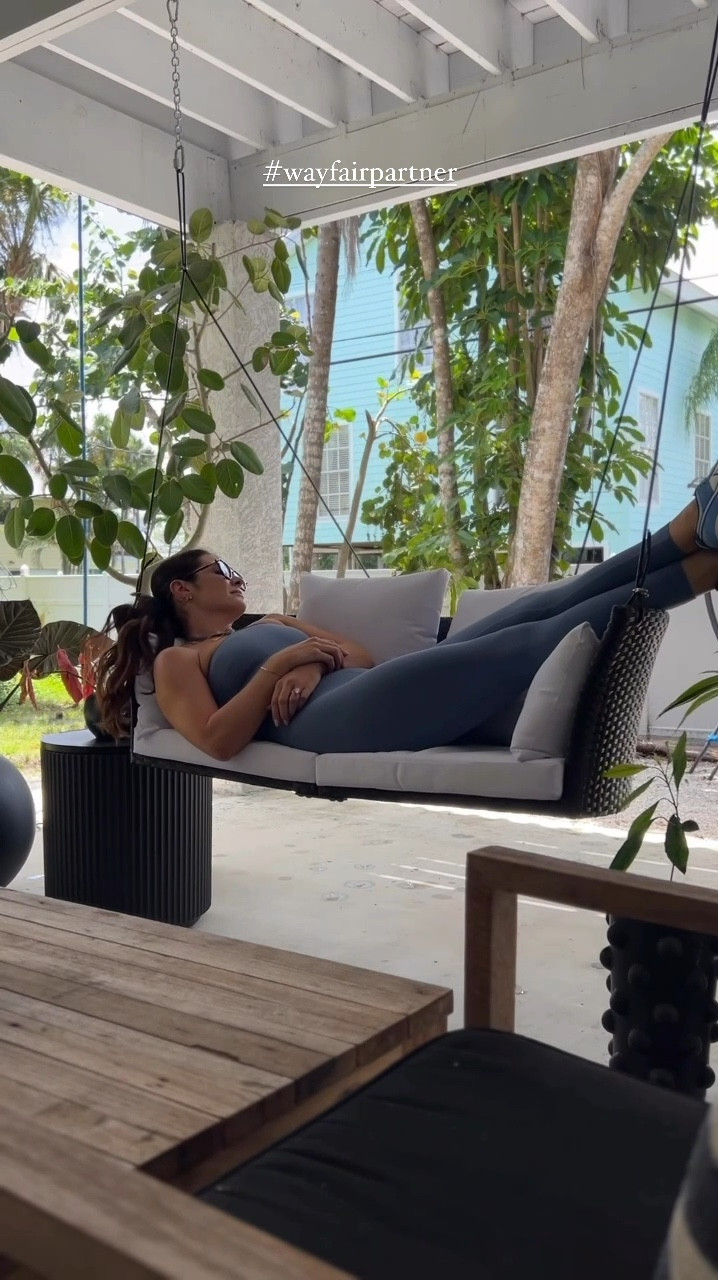 @wayfair has everything you need for a mid-summer patio refresh!  I love this porch swing! It’s easy to assemble, has removable fabric covers, and the quality is great!  The accent table doubles as a cooler or you can take the cooler piece out and use it as a planter! #wayfairpartner #wayfair ad 

#LTKFindsUnder100 #LTKHome