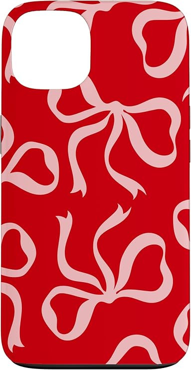iPhone 13 Coquette Aesthetic Pink Bows on Red Pattern Ribbons Case | Amazon (US)