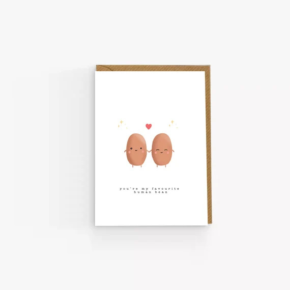 Cute Valentines Card. You're My Favourite Human Bean Card. Funny Valentine's Day Card. Punny Love... | Etsy (UK)