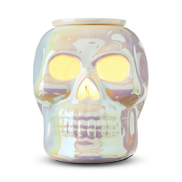 Ceramic Skull Electric Wax Warmer, Iridescent White, Halloween by Way To Celebrate | Walmart (US)