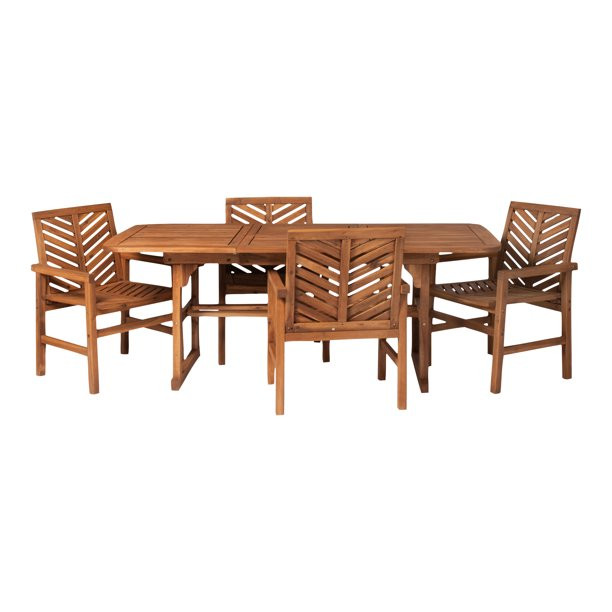 Manor Park 5-Piece Solid Wood Outdoor Patio Dining Set, Brown | Walmart (US)