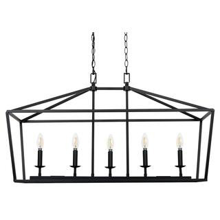 STANFORD LIGHTING Sorrento 5-Light Black Caged Island Chandelier 11017725BLK - The Home Depot | The Home Depot