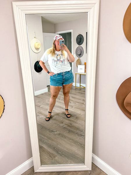 Back with another Jean shorts and graphic tee look. These 4” mom jeans shorts are a great length - show off the legs but also long enough nothing is hanging out the back side 😂 

I love all this boutiques’ designs of graphic tees. I have so many of her tee shirts and they are a great quality tee! 

Graphic tee
Inspired tee
Plus size graphic tee
Summer outfit 
Jean shorts 
Denim shorts 
Mom shorts 
Plus size shorts 
Casual summer outfit 
Sandals 

#LTKSeasonal #LTKPlusSize #LTKStyleTip
