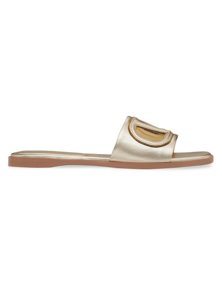 Vlogo Cut-Out Laminated Nappa Leather Slide Sandals | Saks Fifth Avenue