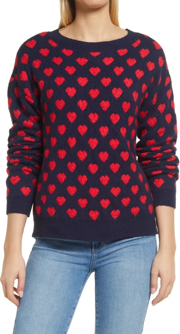 Caslon® Heart Pattern Crewneck Sweater | Nordstrom | Nordstrom