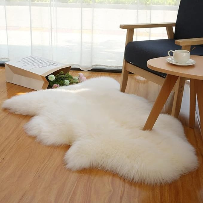 Woolous Genuine Sheepskin Rug, New Zealand Natural Thick Pile Single Pelt Sheep Skin Throw Rug fo... | Amazon (US)