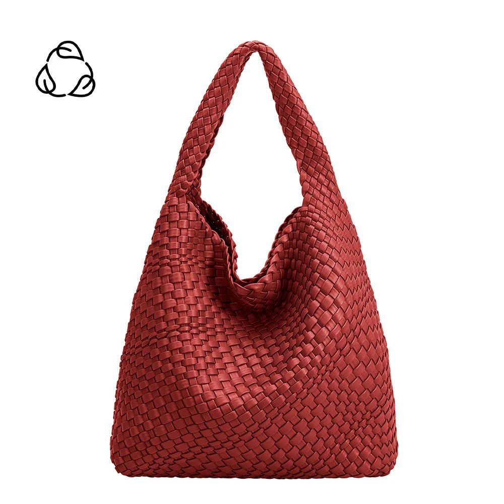 Red Johanna Large Recycled Vegan Leather Shoulder Bag | Melie Bianco | Melie Bianco