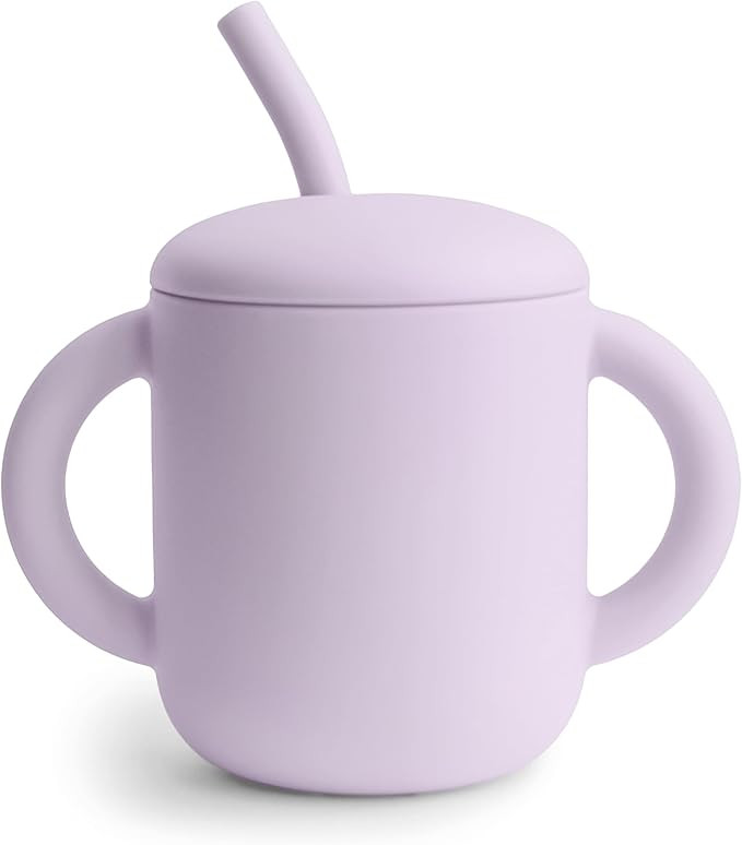 mushie 100% Silicone Training Cup & Straw for Toddlers | 6 Months+ (Soft Lilac) | Amazon (US)