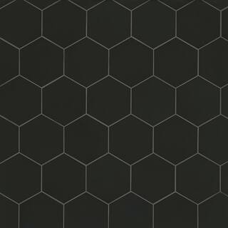 Glassel Nero Hexagon 9 in. x 10 in. Matte Porcelain Floor and Wall Tile (6.89 sq. ft./Case) | The Home Depot