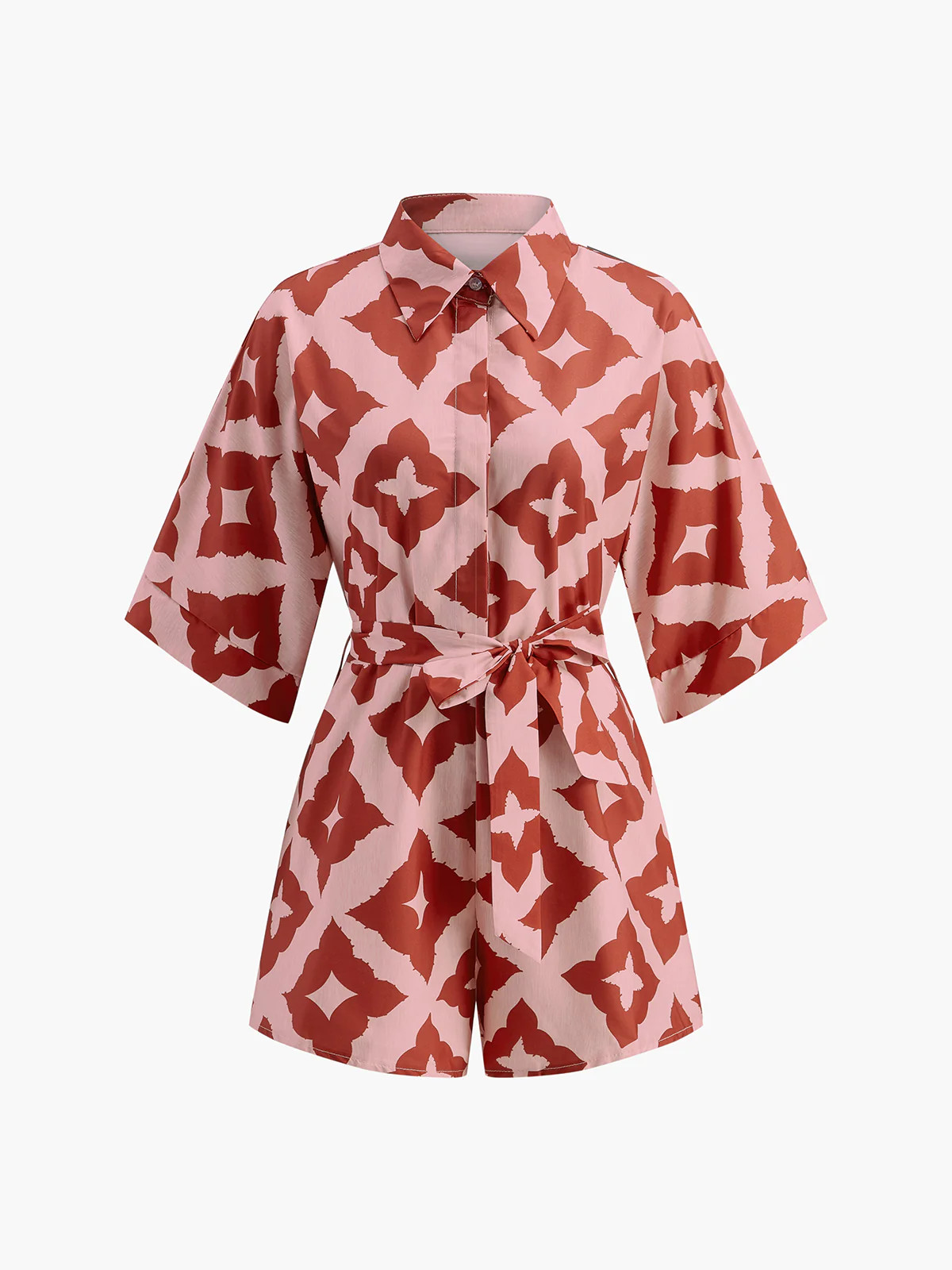 Floral Print Shirt Jumpsuit | Commense