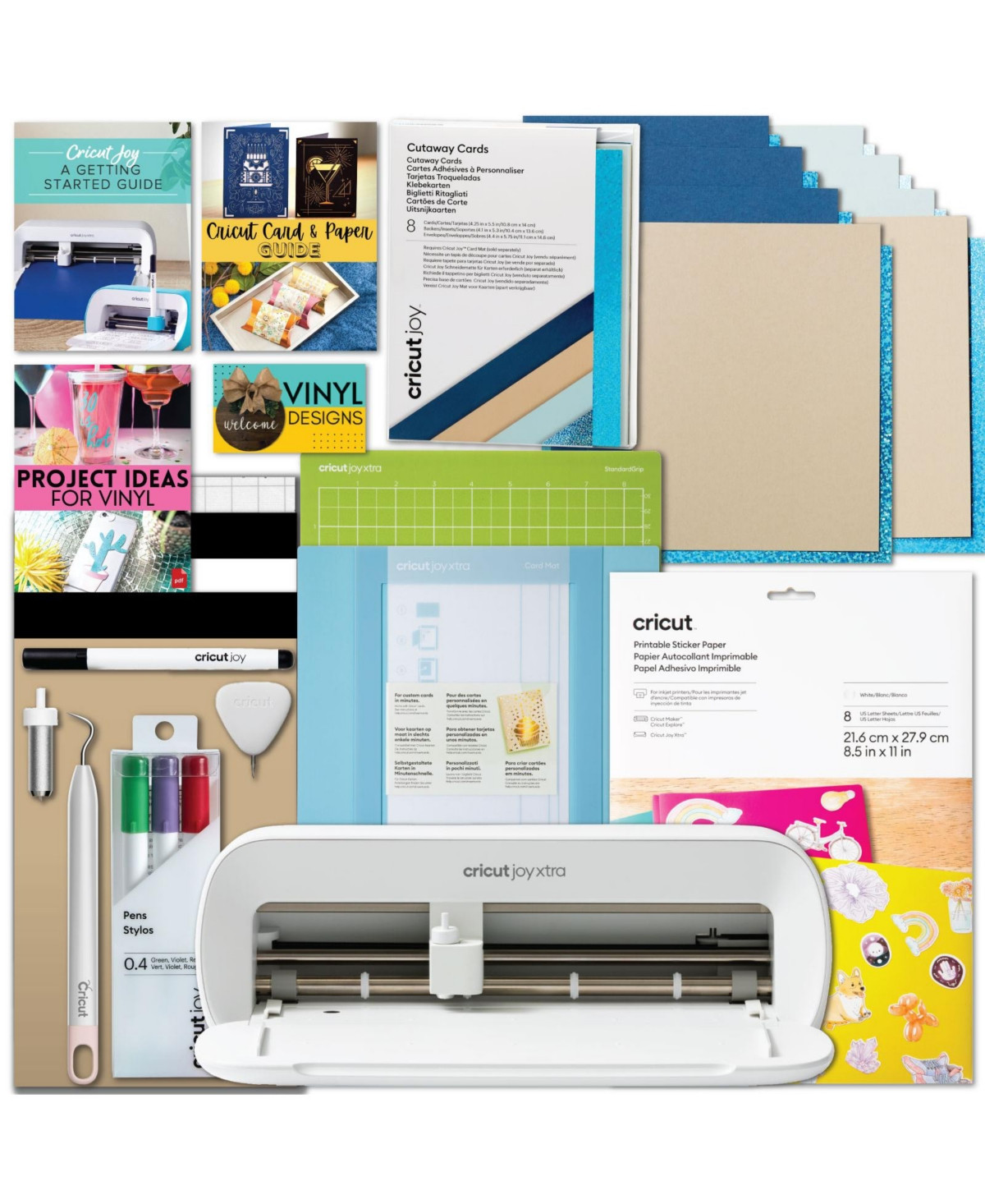 Cricut Joy Xtra with Printable Sticker Paper and Cards Bundle - White | Macy's