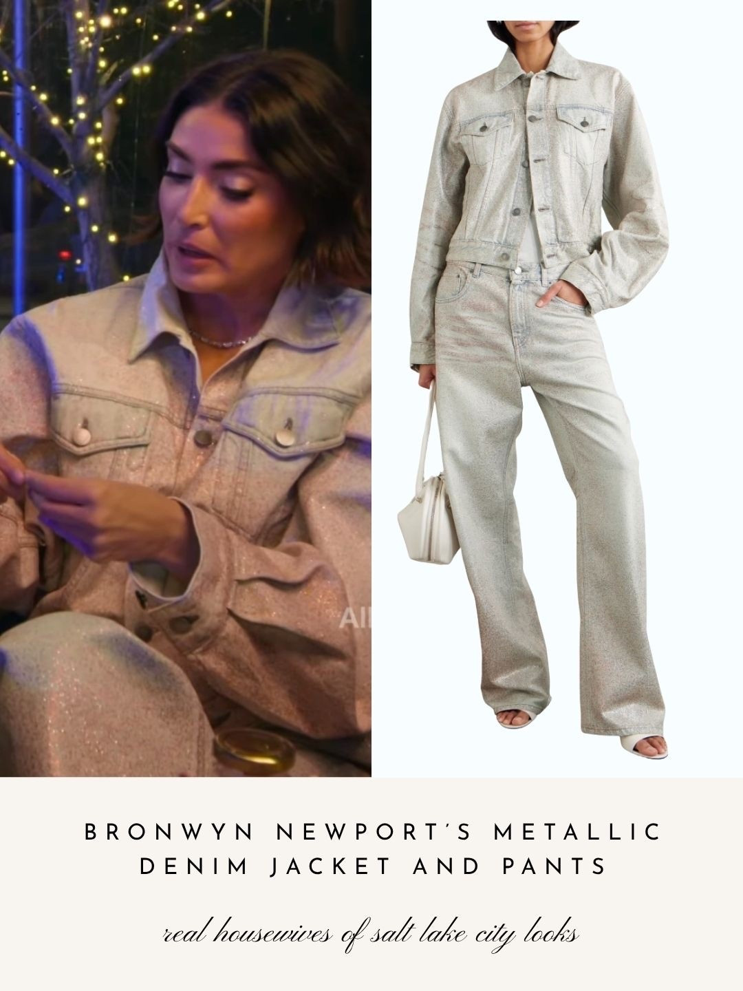 Bronwyn Newport’s Metallic Denim Jacket and Pants