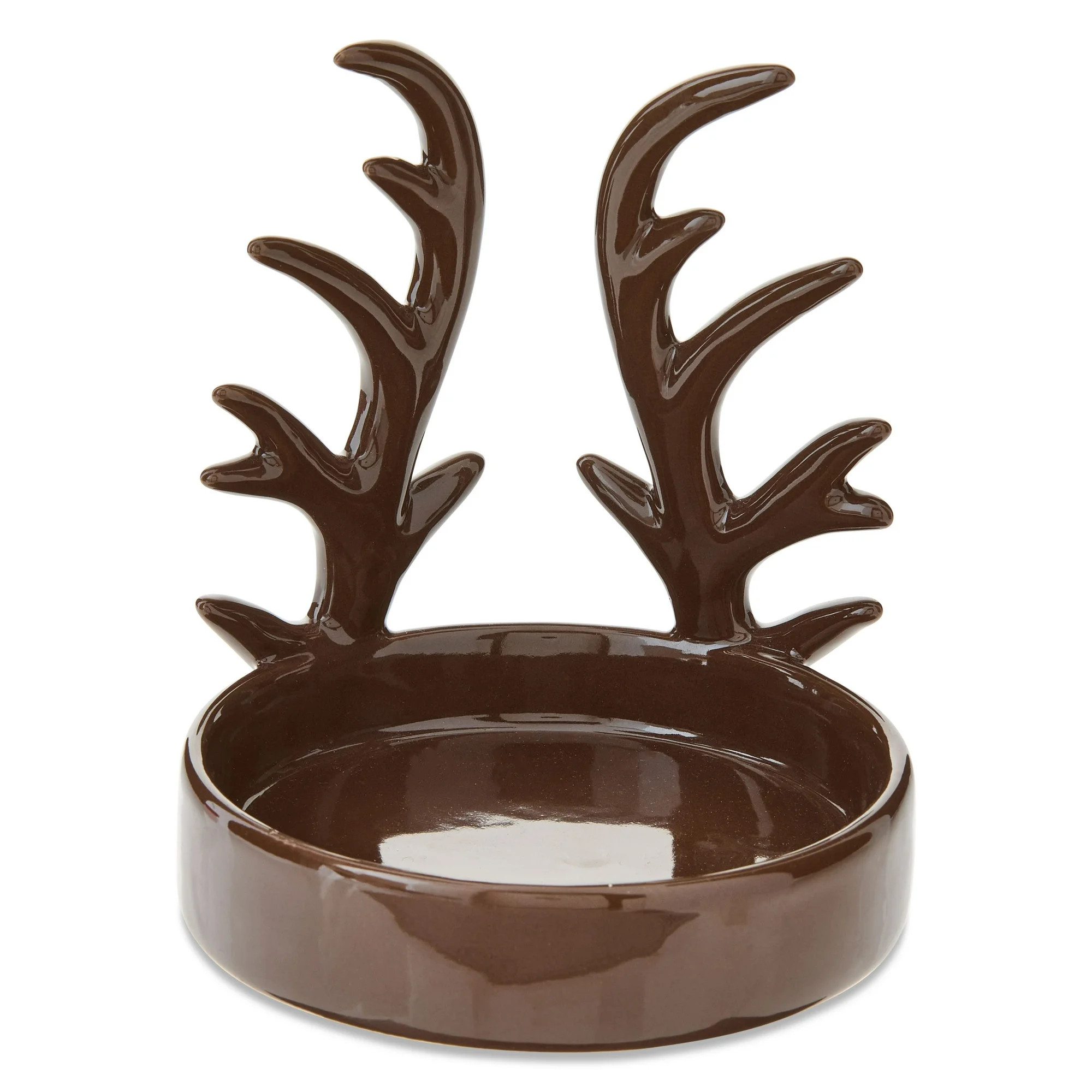 Large Brown Antler Ceramic Christmas Tealight Candle Holder, 5.25", by Holiday Time | Walmart (US)