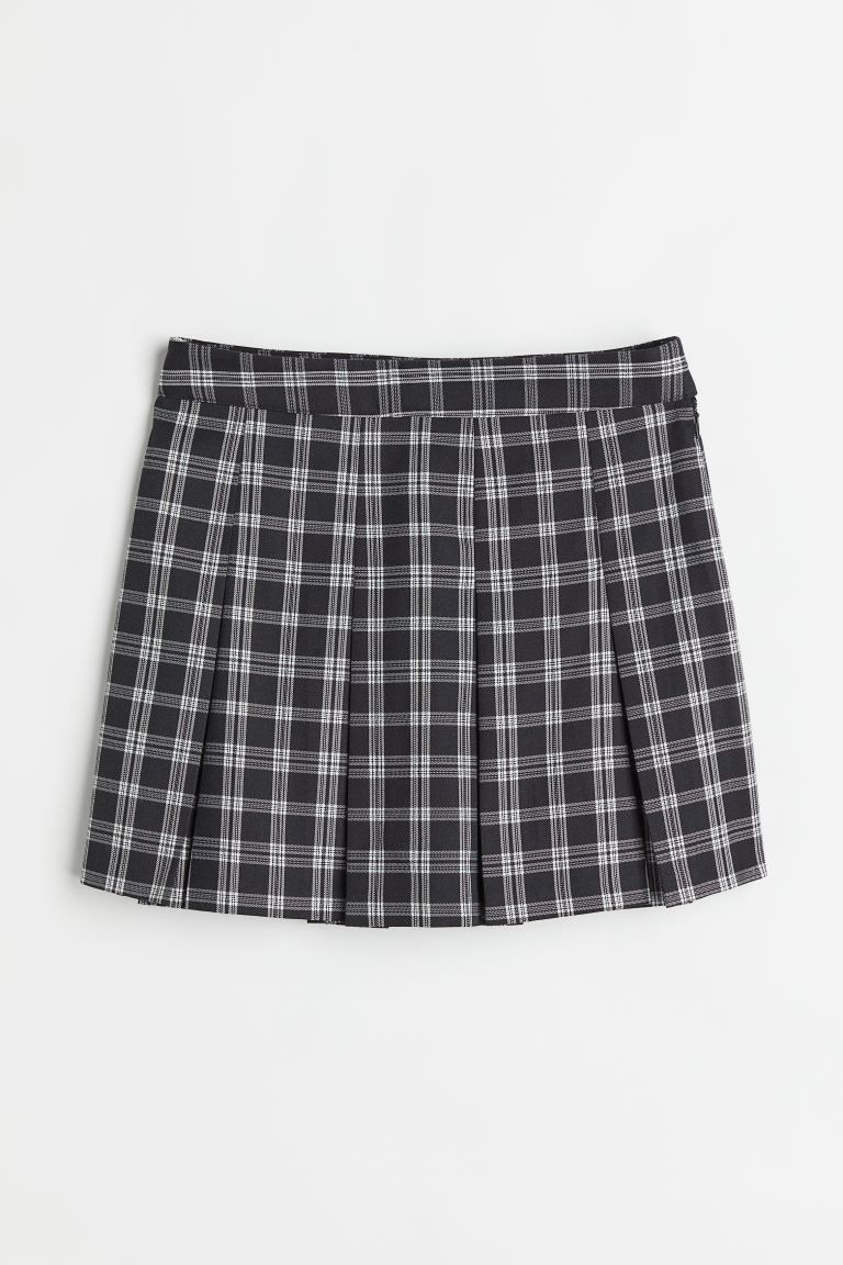 Short twill skirt - Black/White checked - Ladies | H&M GB | H&M (UK, MY, IN, SG, PH, TW, HK)