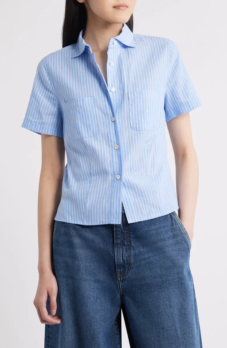 FRAME The Seaside Short Sleeve Linen & Cotton Button-Up Shirt | Nordstrom | Nordstrom