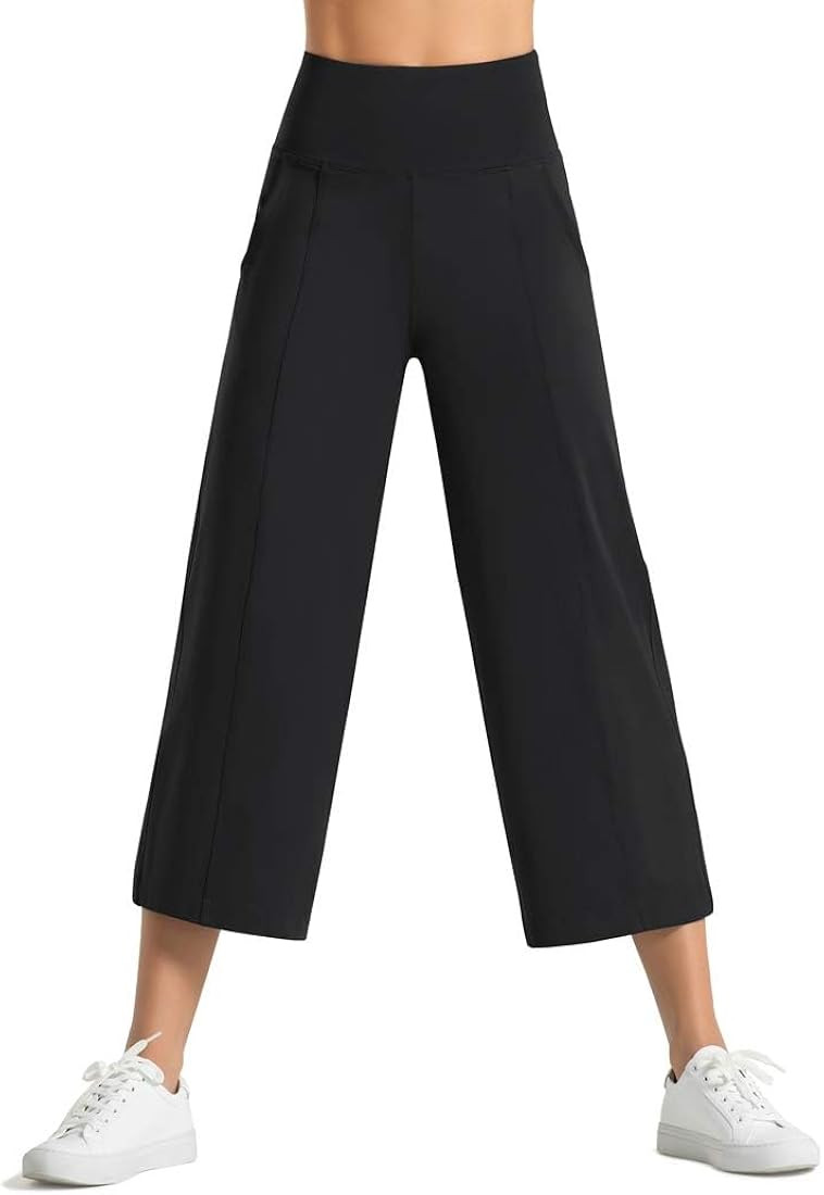 Women Bootleg Yoga Capris Pants with Pockets Tummy Control High Waist Workout Flare Crop Pants | Amazon (US)