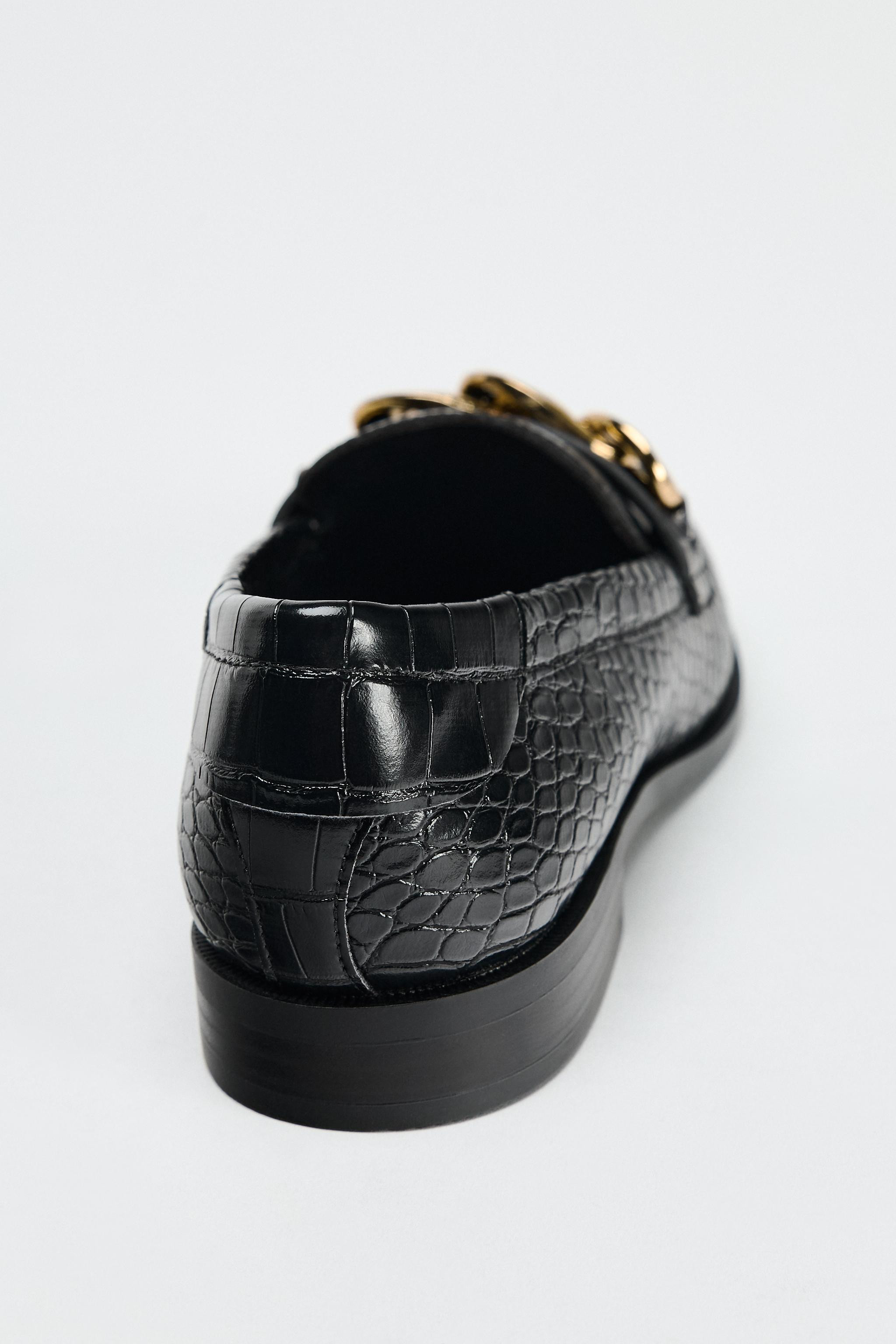 CHAIN EMBOSSED LOAFERS | Zara US