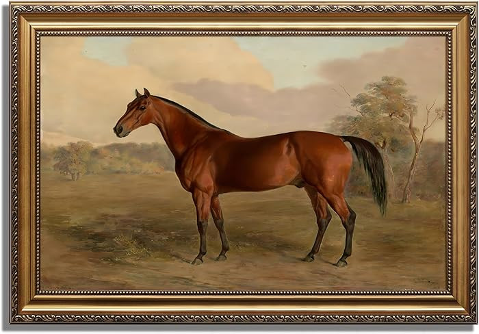KBKBART Gold Framed Vintage Wall Art, Vintage Horse Painting Farmhouse Decor, Rustic Antique Eque... | Amazon (US)