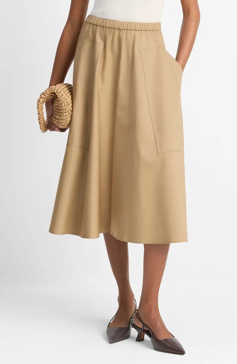 Stretch Cotton Midi Skirt | Nordstrom