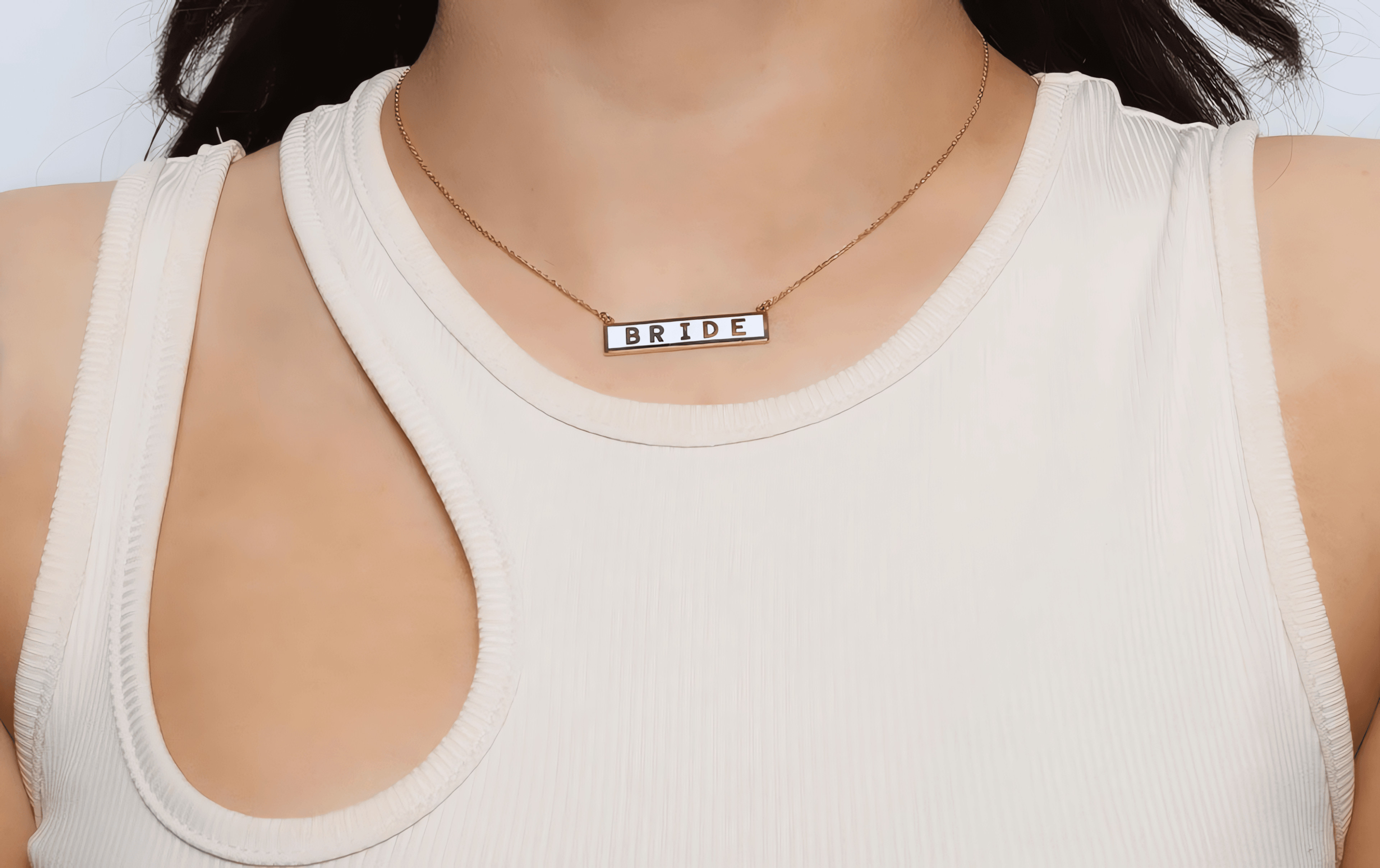 16" Gold Plated Bride Tag Charm Necklace | Ritani