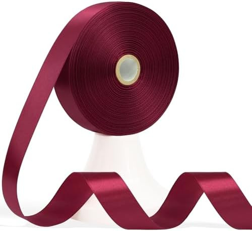 60 Yards Wine Red Satin Ribbon 1 Inch, Burgundy Polyester Fabric Ribbon for Gift Wrapping, Crafts... | Amazon (US)