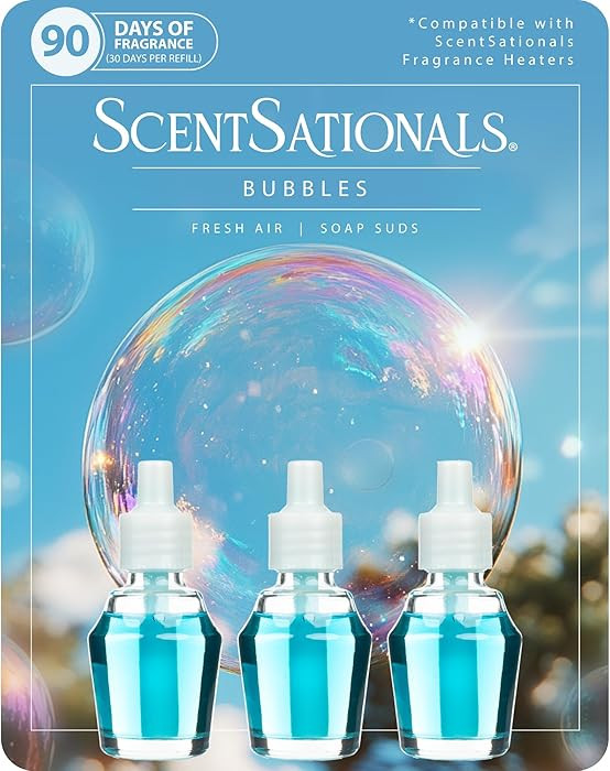 ScentSationals Bubbles Fragrance Oil Plug In Air Freshener Refills 3-Pack - Works with Scentsatio... | Amazon (US)