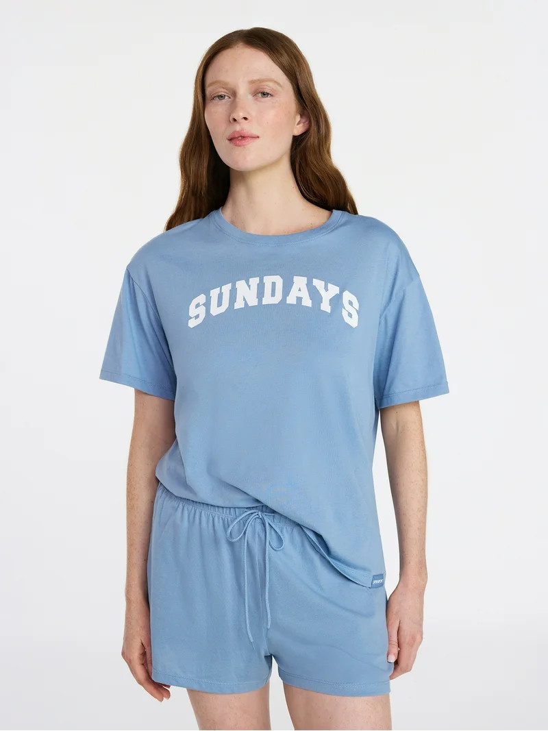 Joyspun Women's Short Sleeve Top and Shorts Pajama Set, 2-Piece, Sizes XS-3X | Walmart (US)