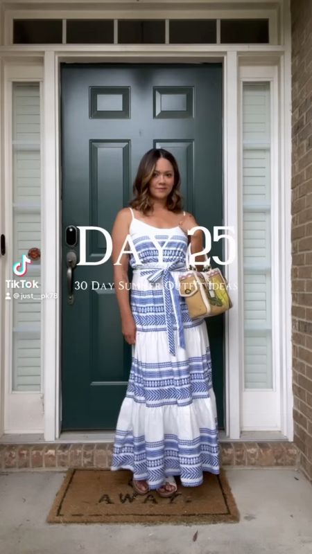 30 Day Summer Outfit Ideas Day 25
White and blue printed maxi dress
#summerdress #maxidress #30daysummeroutfitideas

#LTKstyletip #LTKSeasonal