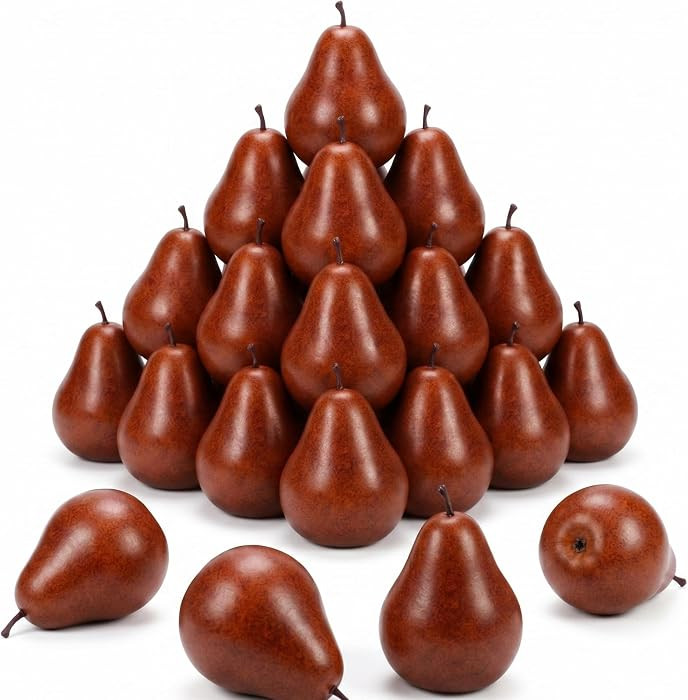 Jerify 24 Pcs Fake Brown Pear Artificial Fruit Bulk Lifelike Simulation Pears Decorative Fake Fru... | Amazon (US)