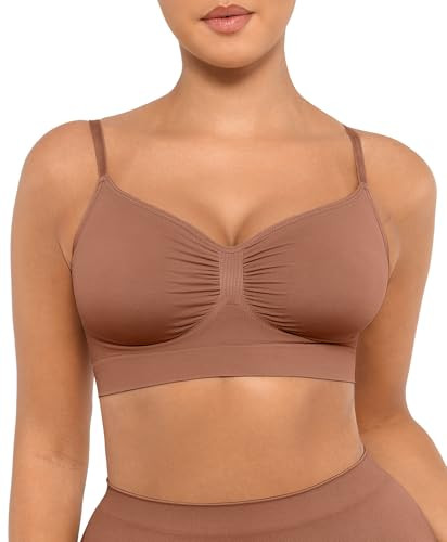 FeelinGirl Bralettes for Women No Underwire Supportive Full Coverage Basic Comfort Bra Beige X-La... | Amazon (US)