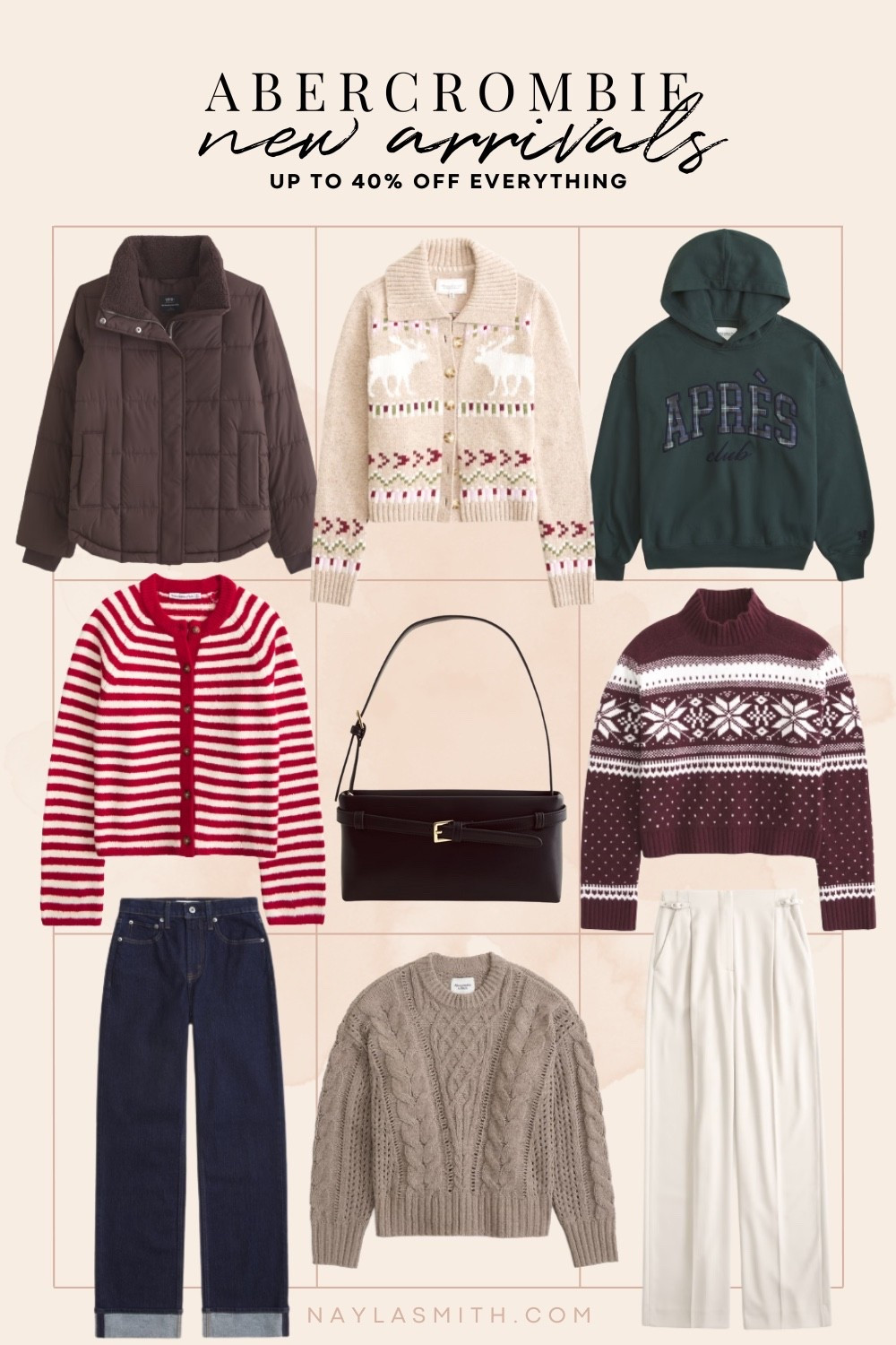 Abercrombie new arrivals on sale!! Festive fair isle sweaters, striped cardigan, wide leg trousers, cable knit sweater, chocolate brown puffer jacket, cuffed dark wash jeans. Holiday outfits, winter fashionn

#LTKwinter #LTKsale #LTKholiday