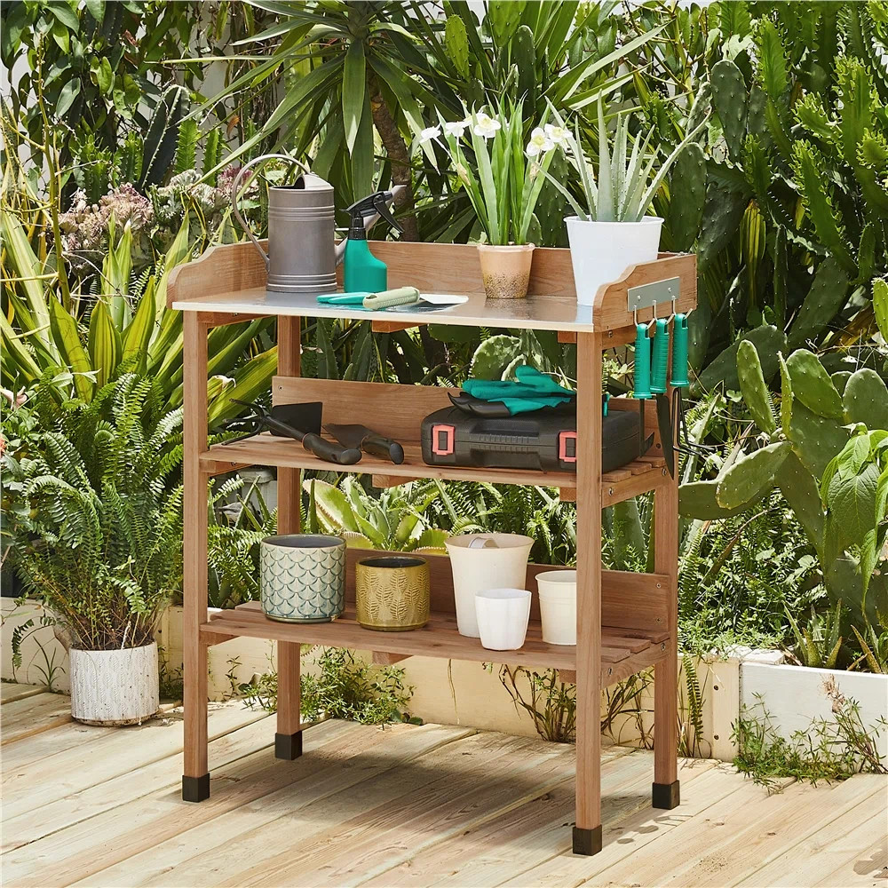 3-layer Outdoor Fir Wood Potting Bench | Wayfair North America