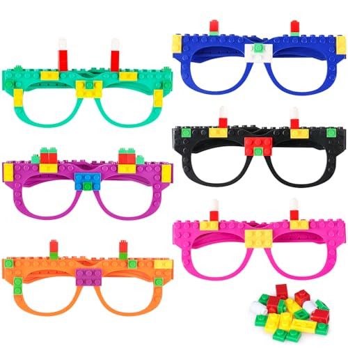 Hxezoc 12 Pcs DIY Building Bricks Glasses Building Blocks Games for Kids Creative Building Block Glasses Party Favors, Carnival Birthday Party, Family Games Supplies | Amazon (US)