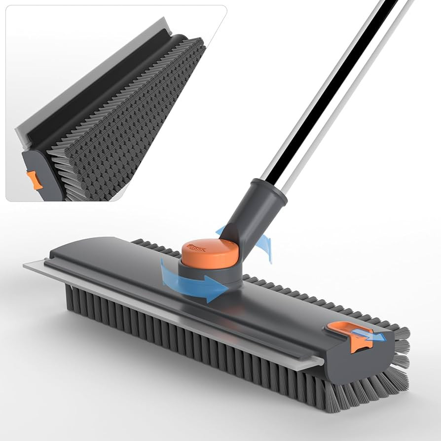 Scrub Brush with Long Handle, Floor Scrub Brush Squeegee Broom for Cleaning, 3 in 1 Shower Scrubb... | Amazon (US)