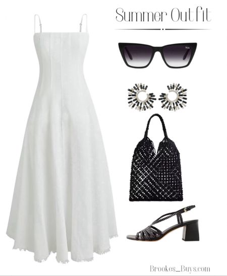 I love this white summer dress with all black accessories. Perfect for a date night. #whitedress #summerdress #summeroutfit    #europeanvacation

#LTKTravel #LTKStyleTip #LTKSeasonal