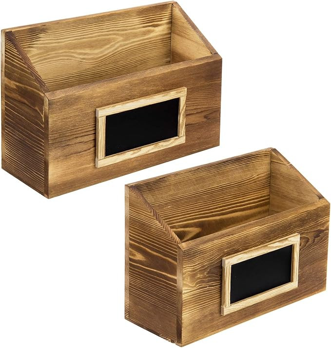 MyGift Rustic Burnt Wood Wall Mounted Mail, File & Magazine Holder Sorter Rack with Chalkboard La... | Amazon (US)