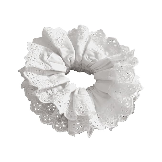 White Scrunchie, Extra Large Lace Scrunchies for Women, 7 Inch Oversized Scrunchie, Satin Big Scr... | Amazon (US)