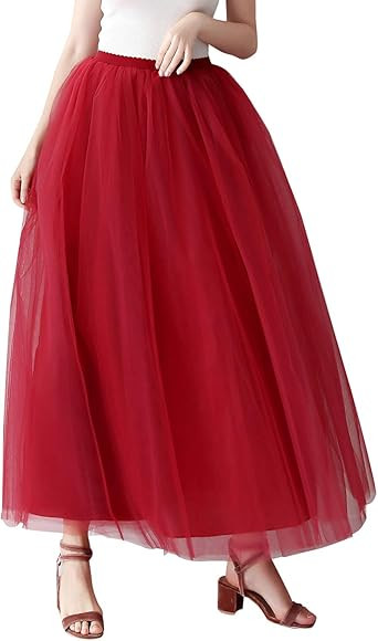 Aivtalk Women's Long Tulle Skirt Pleated A-line Tutu Skirt Layered Mesh Gown Party Prom Maxi Skir... | Amazon (CA)