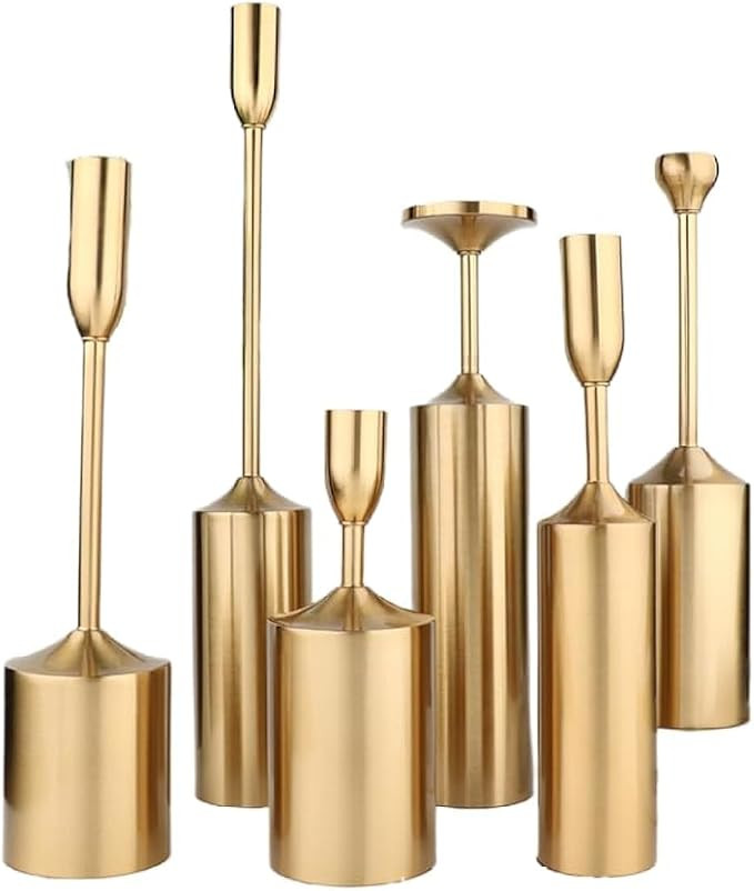Gold Candle Holders,Room Decor, Northern Light Luxury Home Decor Galvanized Metal Candelabra six-... | Amazon (US)