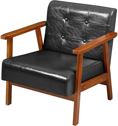 EPHEX Mid Century Retro Modern Accent Armchair, PU Leather Wooden Lounge Chair, Single Sofa Chair... | Amazon (US)